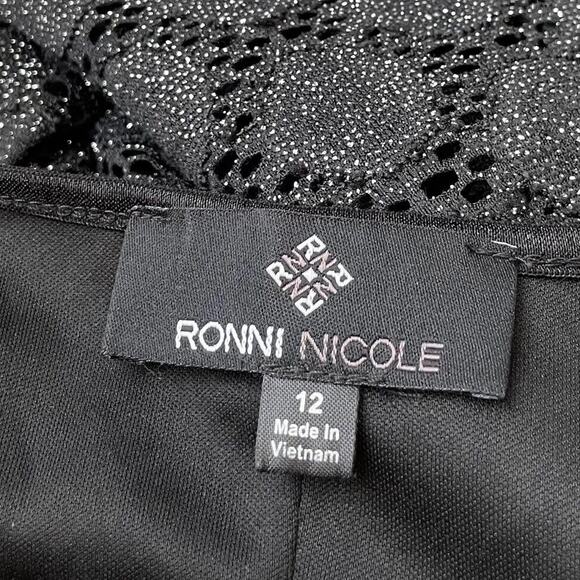 Ronni Nicole Size 12 Black Silver Metallic Sparkle Lace Dress Whimsigoth Dark - Picture 5 of 8